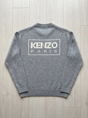 Kenzo Grey Crewneck Sweater with Ivory Logo